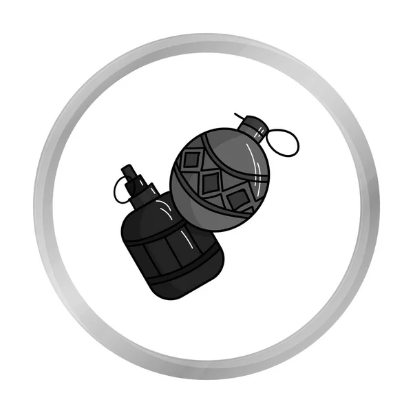 Иконка пейнтбольной ручной гранаты в обводном стиле выделена на белом фоне. Векторная иллюстрация символов пейнтбола . — стоковый вектор