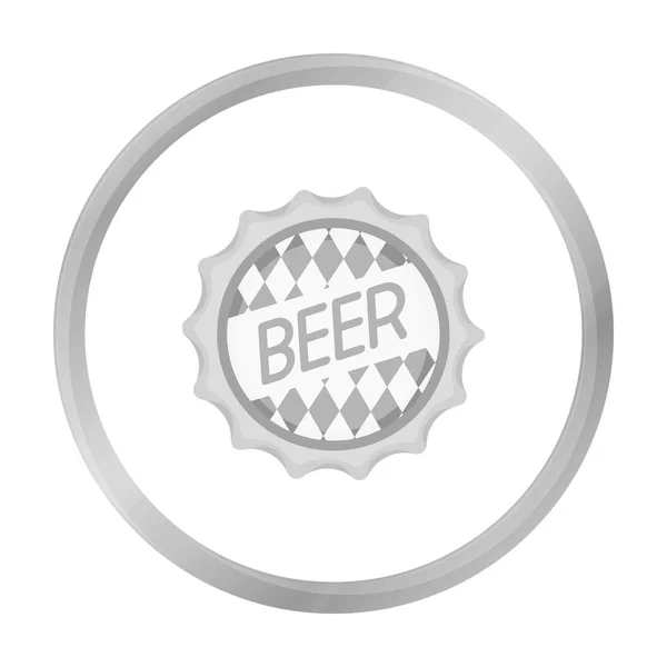 Flaska cap ikonen i svartvit stil isolerad på vit bakgrund. Oktoberfest symbol lager vektorillustration. — Stock vektor