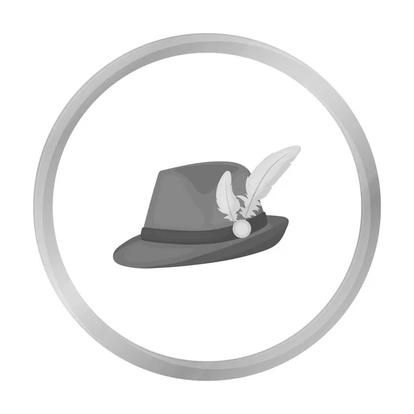 Иконка тирольской шляпы в монохромном стиле изолирована на белом фоне. Векторная иллюстрация символов Октоберфеста . — стоковый вектор