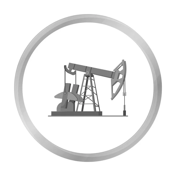 Oil pumpjack icon in monochrome style isolated on white background. Oil industry symbol stock vector illustration. — Stock Vector