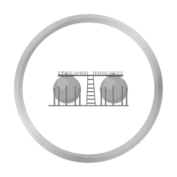 Olie raffinaderij tank pictogram in zwart-wit stijl geïsoleerd op een witte achtergrond. Olie industrie symbool voorraad vectorillustratie. — Stockvector