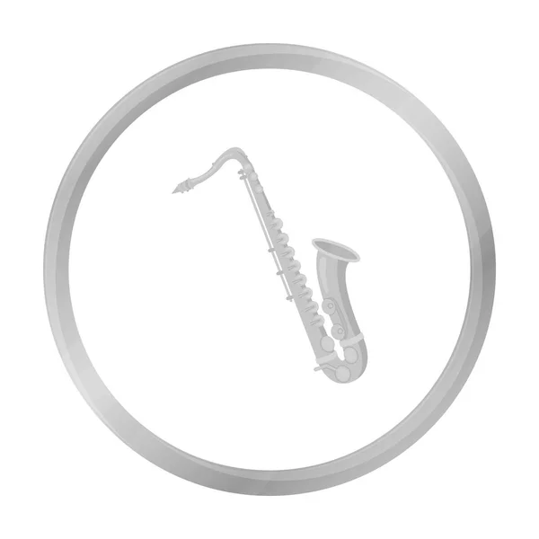 Icono de saxofón en estilo monocromo aislado sobre fondo blanco. Instrumentos musicales símbolo stock vector ilustración — Vector de stock