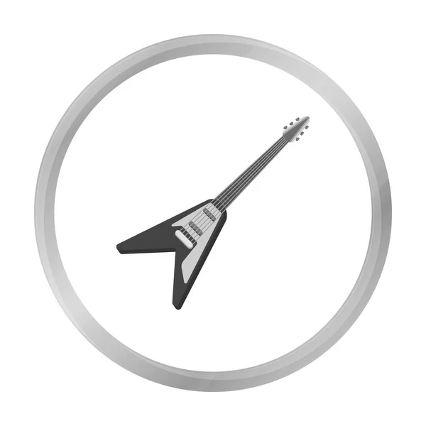 Het pictogram van de elektrische gitaar in zwart-wit stijl geïsoleerd op een witte achtergrond. Muziekinstrumenten symbool voorraad vectorillustratie — Stockvector