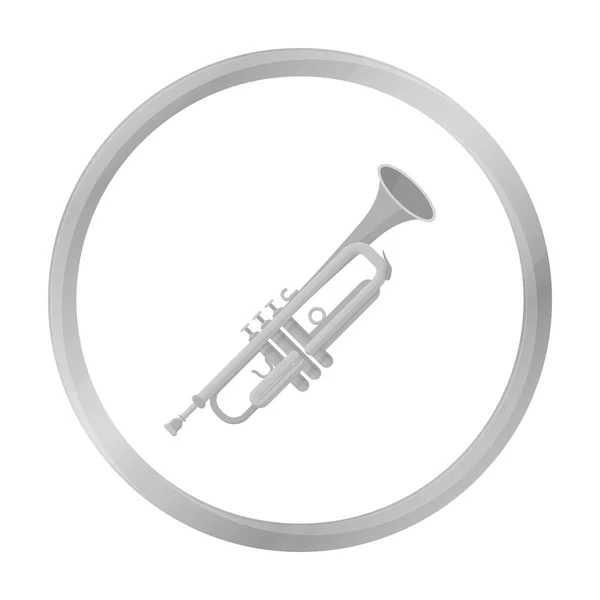 Icona tromba in stile monocromatico isolata su sfondo bianco. Strumento musicale simbolo stock vector illustrazione — Vettoriale Stock