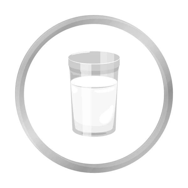 Vidro de ícone de leite em estilo monocromático isolado no fundo branco. Ilustração do vetor de estoque de produtos lácteos e símbolos doces . —  Vetores de Stock