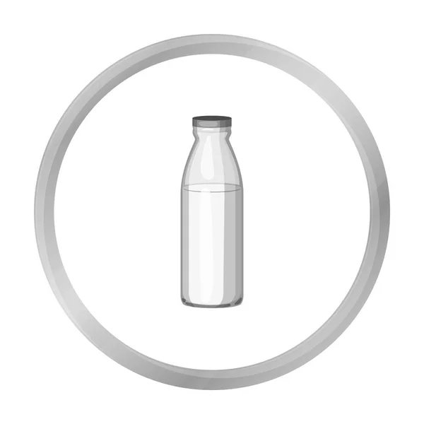 Glas mjölk flaska ikonen i svartvit stil isolerad på vit bakgrund. Mjölkprodukt och söta symbol Lager vektor illustration. — Stock vektor