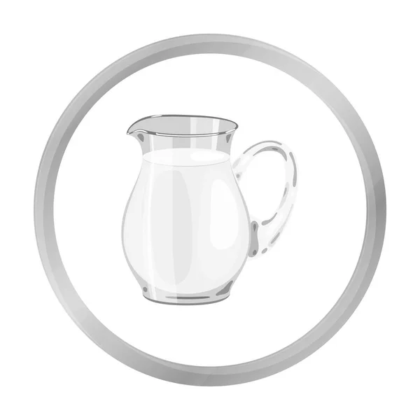 Γυάλινη κανάτα γάλα εικονίδιο σε μονόχρωμη στυλ που απομονώνονται σε λευκό φόντο. Προϊόν του γάλακτος και το γλυκό σύμβολο απόθεμα διανυσματικά εικονογράφηση. — Διανυσματικό Αρχείο