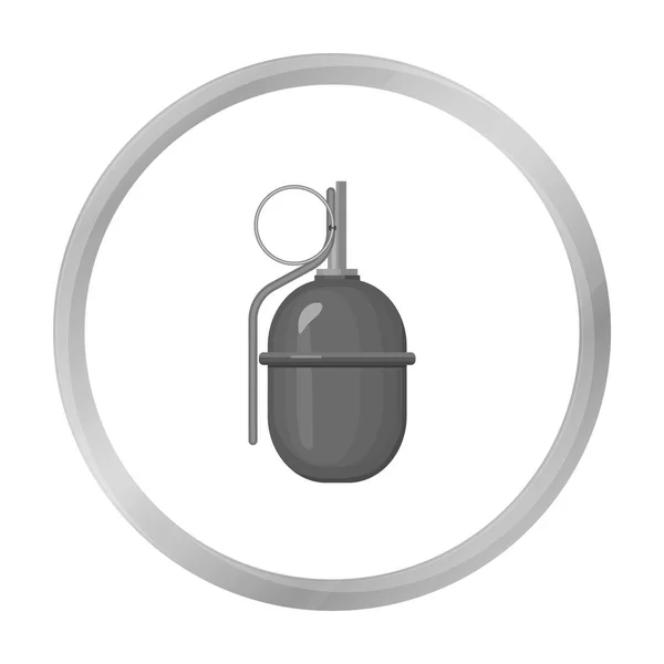 Military grenade icon in monochrome style isolated on white background. Military and army symbol stock vector illustration — Stock Vector