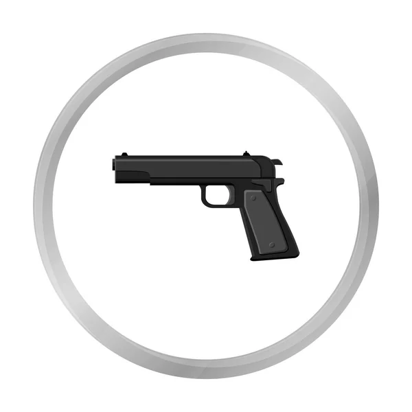 Pistola militar icono en estilo monocromo aislado sobre fondo blanco. Militar y ejército símbolo stock vector ilustración — Vector de stock
