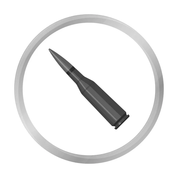 Ícone de bala de rifle militar em estilo monocromático isolado no fundo branco. Ilustração de vetor de estoque de símbolo militar e exército — Vetor de Stock