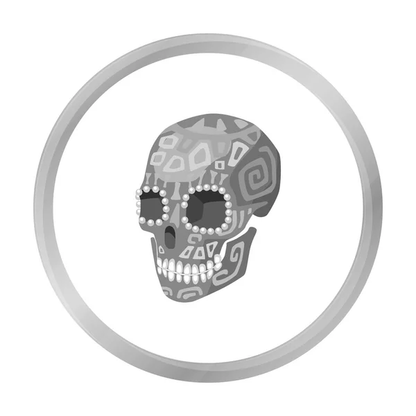 Mexická calavera lebka ikona v monochromatickém stylu izolovaných na bílém pozadí. Mexiko země symbol akcií vektorové ilustrace. — Stockový vektor