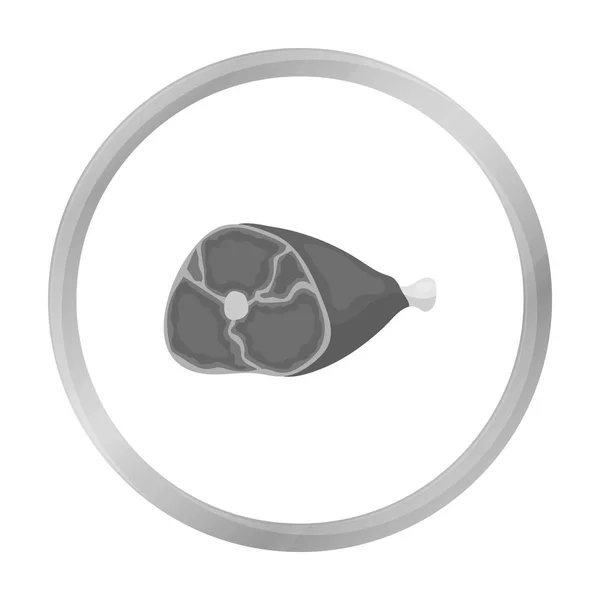 Icono de jamón en estilo monocromo aislado sobre fondo blanco. Carnes símbolo stock vector ilustración — Vector de stock