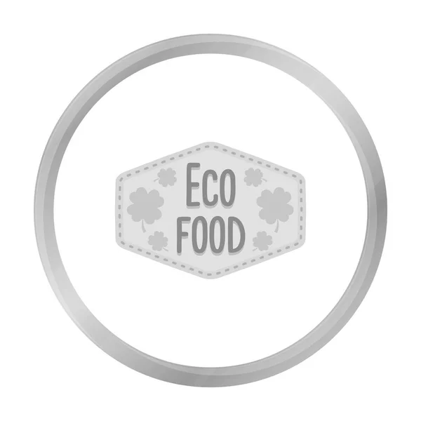 Eco-food icon in monochrome style isolated on white background. Label symbol stock vector illustration. — Stock Vector