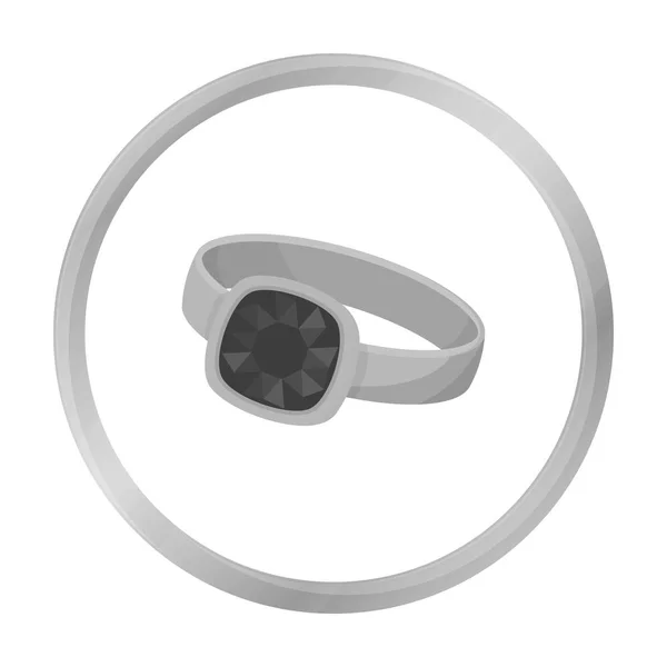 Icono de anillo de plata en estilo monocromo aislado sobre fondo blanco. Joyería y accesorios símbolo stock vector ilustración . — Vector de stock