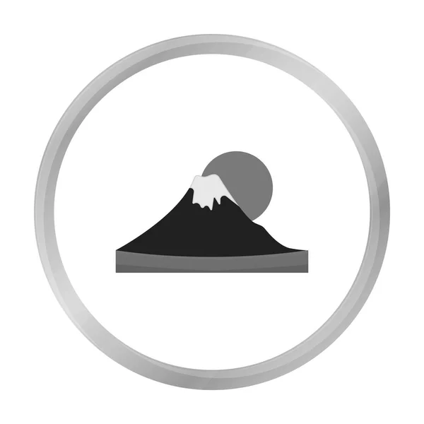 Ícone de montagem Fuji em estilo monocromático isolado sobre fundo branco. Japão símbolo estoque vetor ilustração . —  Vetores de Stock