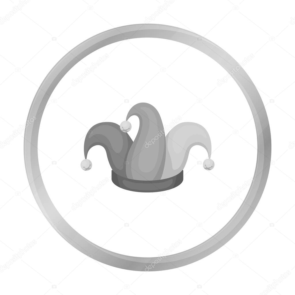 Jesters cap icon in monochrome style isolated on white background. Hats symbol vector illustration.