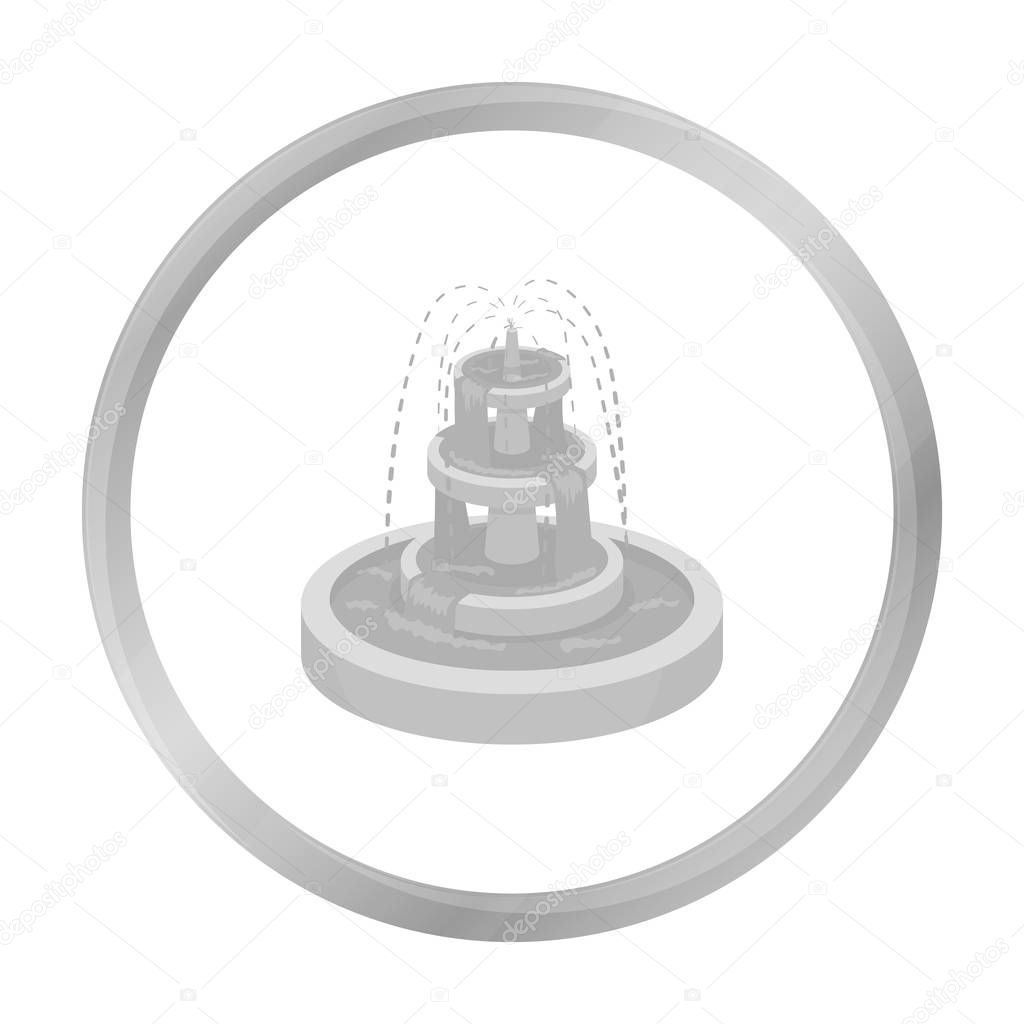 Fountain icon in monochrome style isolated on white background. Park symbol stock vector illustration.