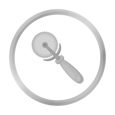 Beyaz arka plan üzerinde izole tek renkli tarzı pizza kesici simgesi. Pizza ve pizza sembol stok vektör çizim.