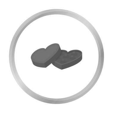 Tek renkli stil beyaz arka plan üzerinde izole Sevgililer çikolata simgesini. Romantik sembol stok vektör çizim.