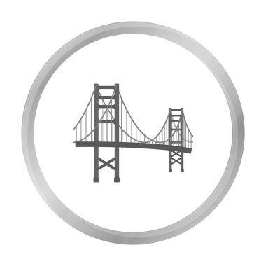Golden Gate Köprüsü simgesi beyaz arka plan üzerinde izole tek renkli tarzı. ABD ülke sembol stok vektör çizim.