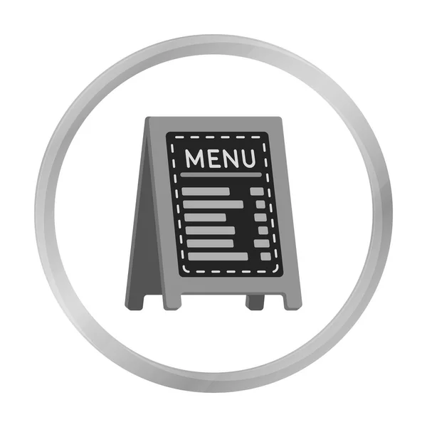 Menu voor pizzeria icon in zwart-wit stijl geïsoleerd op een witte achtergrond. Pizza en pizzeria symbool voorraad vectorillustratie. — Stockvector