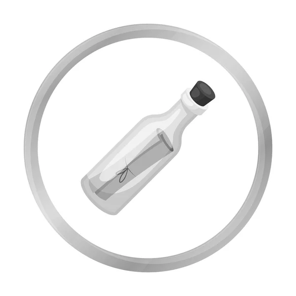 Mensaje en el icono de la botella en estilo monocromo aislado sobre fondo blanco. Piratas símbolo stock vector ilustración . — Vector de stock