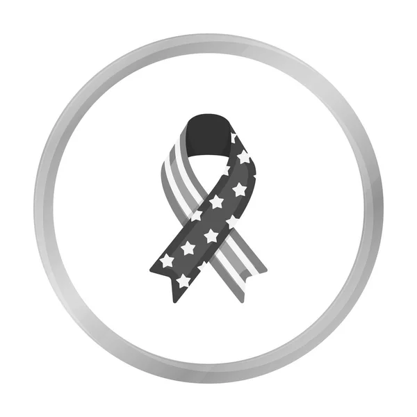 Het pictogram van de patriottische lint in zwart-wit stijl geïsoleerd op een witte achtergrond. Patriot dag symbool voorraad vectorillustratie. — Stockvector