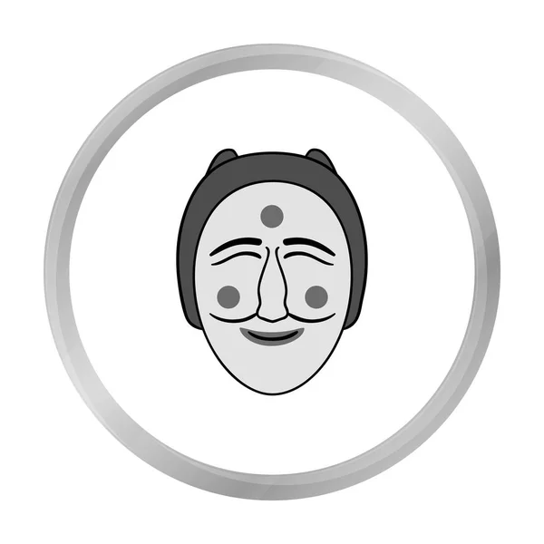 Hahoe mask icon in monochrome style isolated on white background. South Korea symbol stock vector illustration. — Stock Vector