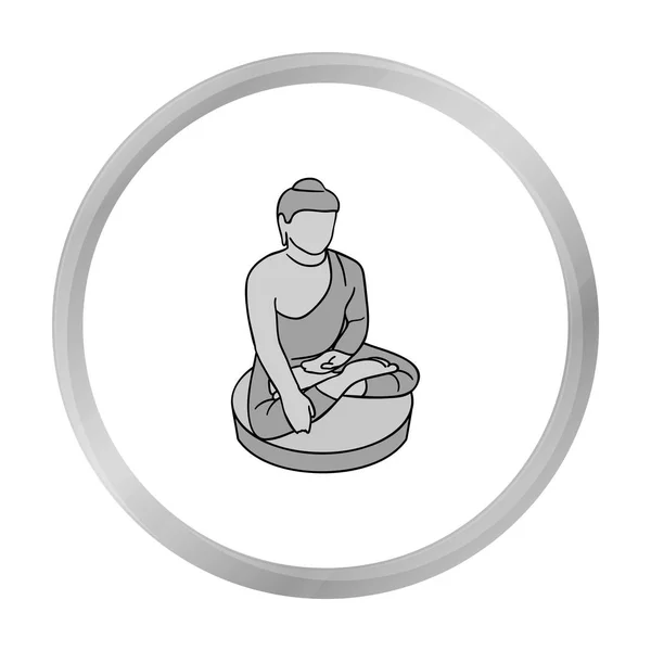 Ülő Buddha ikon elszigetelt fehér háttér, fekete-fehér stílusban. Dél-Korea szimbólum vektor stock illusztráció. — Stock Vector