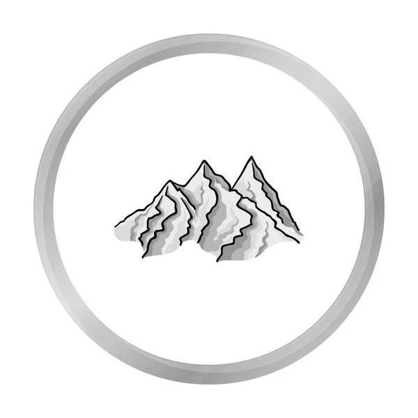 Mountain range icon in monochrome style isolated on white background. Ski resort symbol stock vector illustration. — Stock Vector