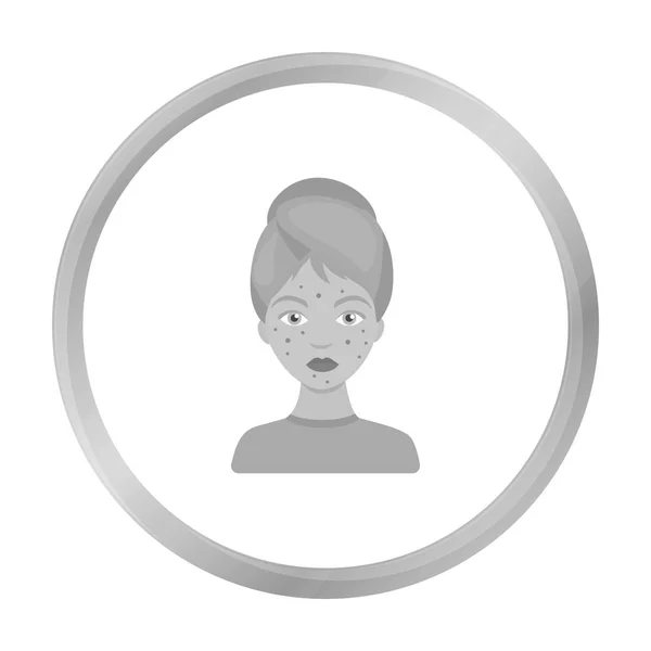 Mujer con icono de acné en estilo monocromo aislado sobre fondo blanco. cuidado de la piel símbolo stock vector ilustración . — Archivo Imágenes Vectoriales