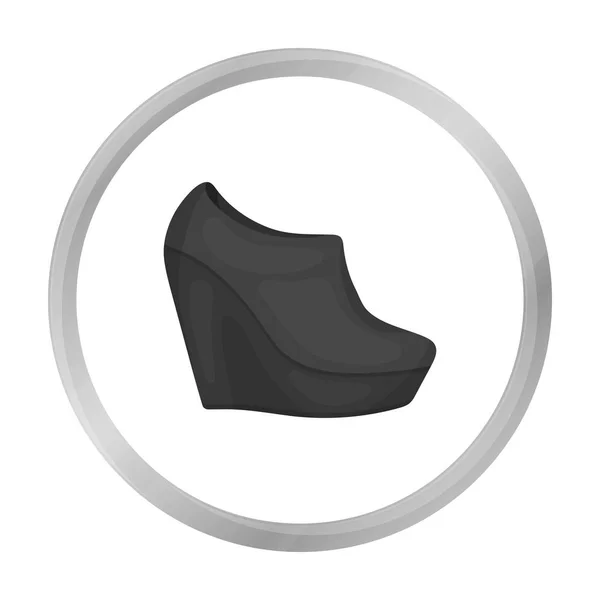 Ícone de botas de cunha em estilo monocromático isolado no fundo branco. Sapatos símbolo estoque vetor ilustração . — Vetor de Stock