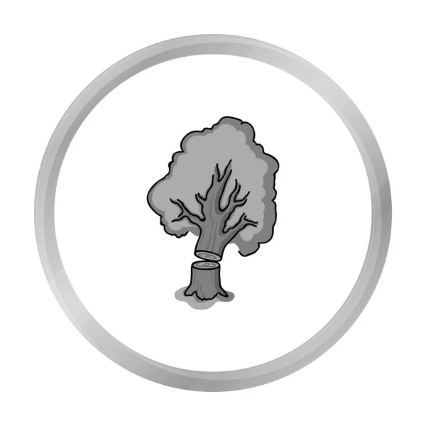 Icône d'arbre tombant dans un style monochrome isolé sur fond blanc. Illustration vectorielle du symbole scierie et bois . — Image vectorielle