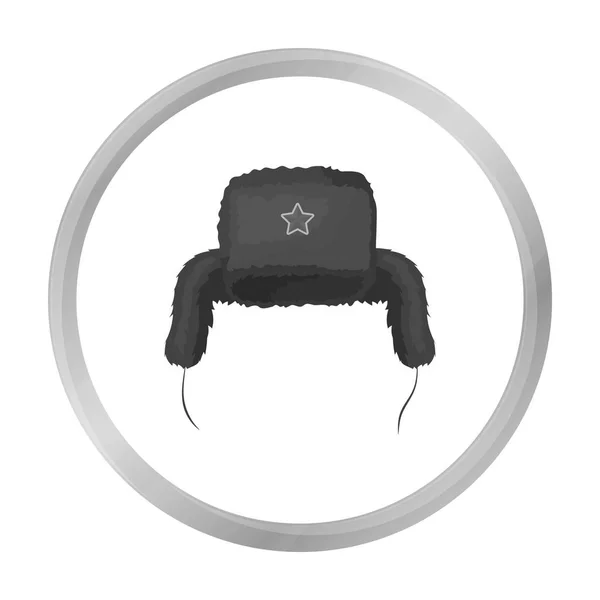 stock vector Ushanka icon in monochrome style isolated on white background. Russian country symbol stock vector illustration.