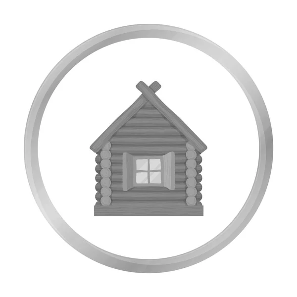 Wooden house icon in monochrome style isolated on white background. Russian country symbol stock vector illustration. — Stock Vector