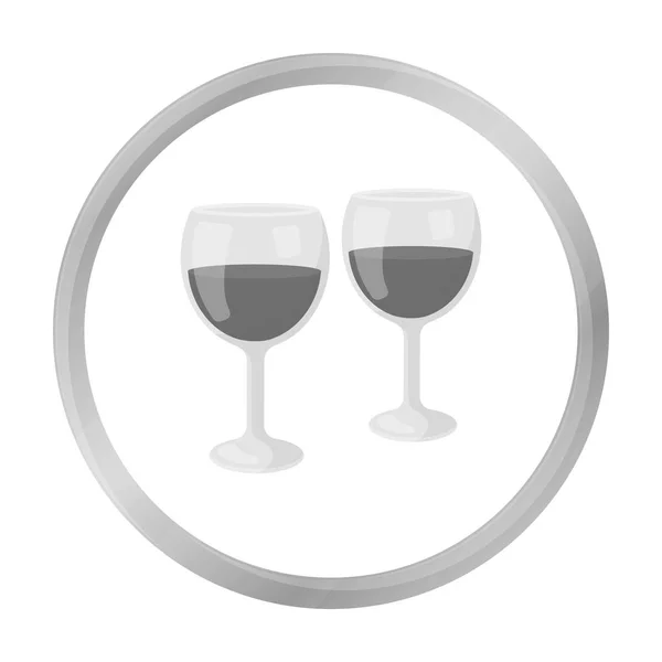 Wine glasses icon in monochrome style isolated on white background. Romantic symbol stock vector illustration. — Stock Vector