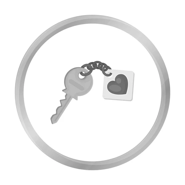 Icono clave en estilo monocromo aislado sobre fondo blanco. Símbolo romántico stock vector ilustración . — Vector de stock