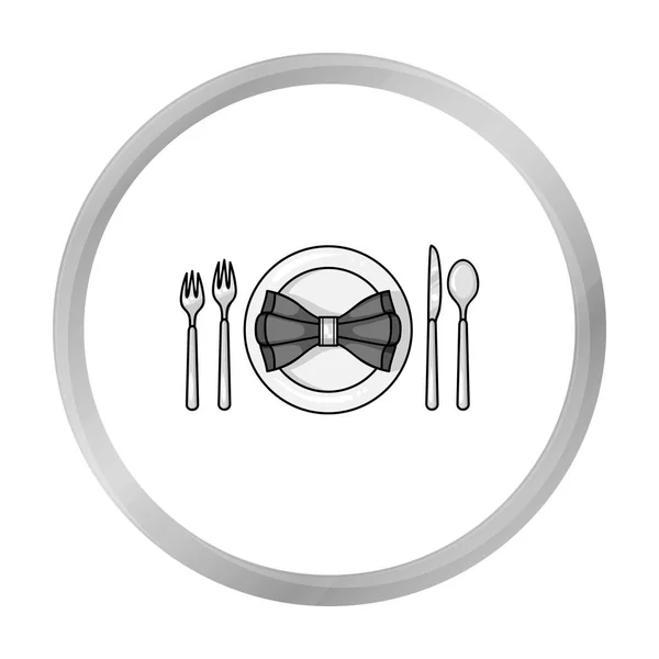 Restaurante mesa monocromática icono en estilo monocromo aislado sobre fondo blanco. Restaurante símbolo stock vector ilustración . — Vector de stock