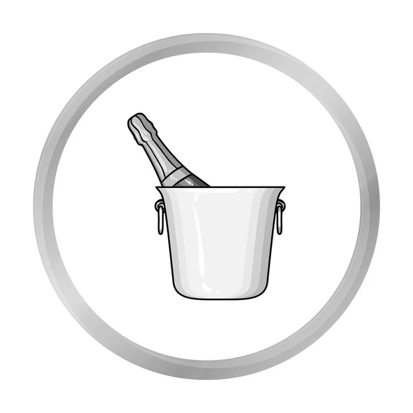 Botella de champán en un icono de cubo de hielo en estilo monocromo aislado sobre fondo blanco. Restaurante símbolo stock vector ilustración . — Vector de stock
