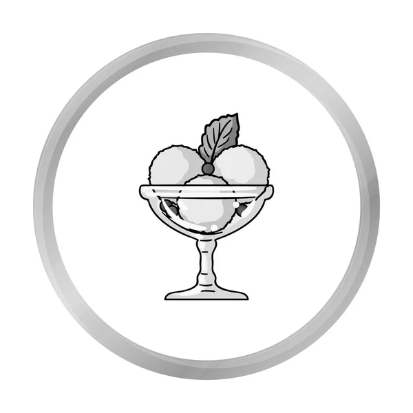 Ice cream in the glass bowl icon in monochrome style isolated on white background. Restaurant symbol stock vector illustration. — Stock Vector