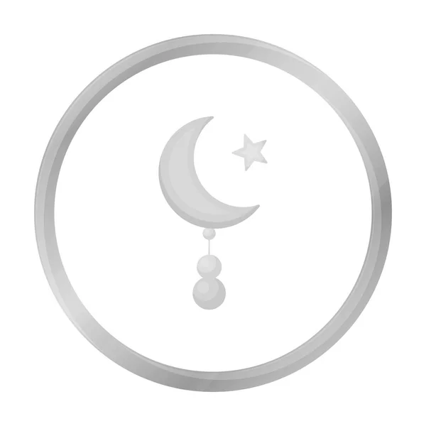 新月和星星图标在白色背景上孤立的单色风格。宗教象征股票矢量图. — 图库矢量图片