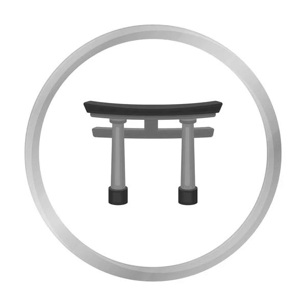 Torii-ikonen i svartvit stil isolerad på vit bakgrund. Religion symbol lager vektorillustration. — Stock vektor