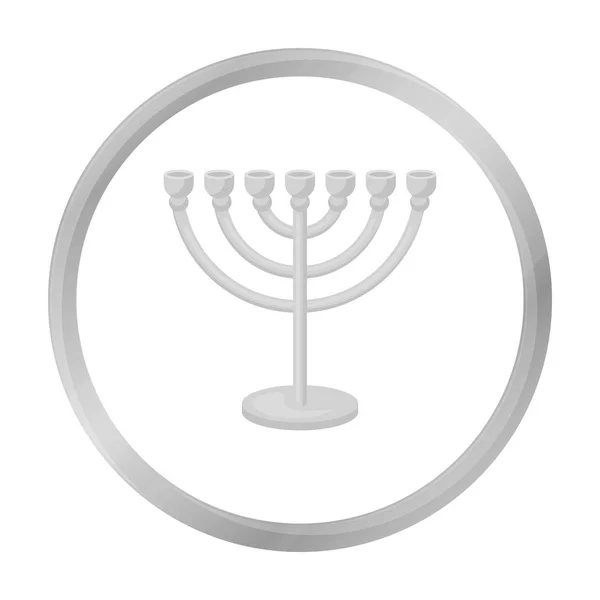 Icône Menorah dans un style monochrome isolé sur fond blanc. Illustration vectorielle du symbole religieux . — Image vectorielle