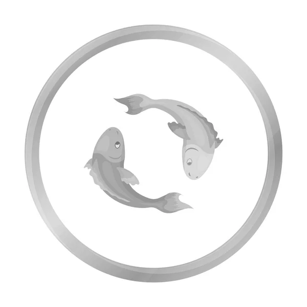 Koi Fische Symbol in monochromen Stil isoliert auf weißem Hintergrund. Religion Symbol Aktienvektor Illustration. — Stockvektor