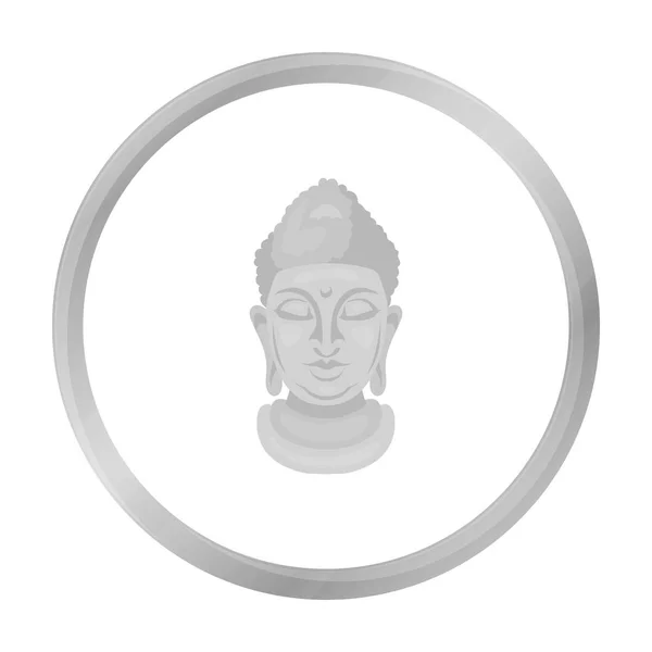 Ikon Buddha dalam gaya monokrom terisolasi pada latar belakang putih. Ilustrasi saham simbol agama vektor . - Stok Vektor