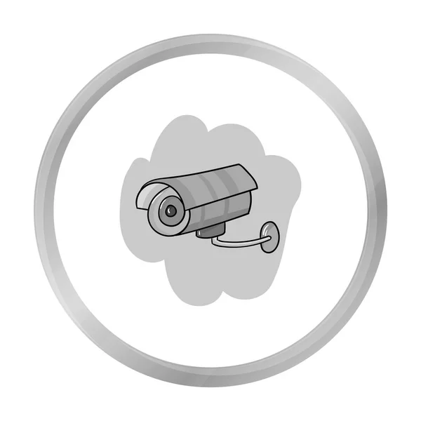 Icono de cámara de seguridad en estilo monocromo aislado sobre fondo blanco. Símbolo de supermercado stock vector ilustración . — Vector de stock