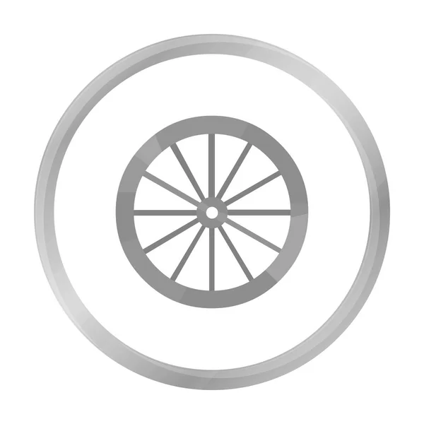 Icono de rueda de carro monocromo. Singe icono occidental del salvaje oeste monocromo . — Vector de stock