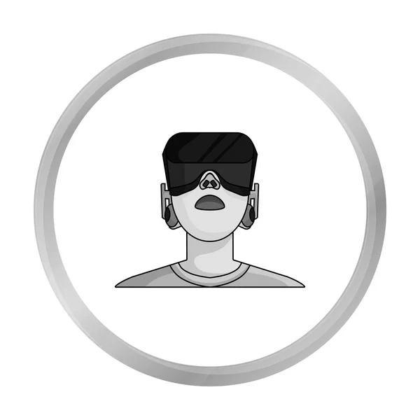 Jugador con icono de realidad virtual headmonocromo en estilo monocromo aislado sobre fondo blanco. Ilustración de vector de stock de símbolo de realidad virtual . — Archivo Imágenes Vectoriales