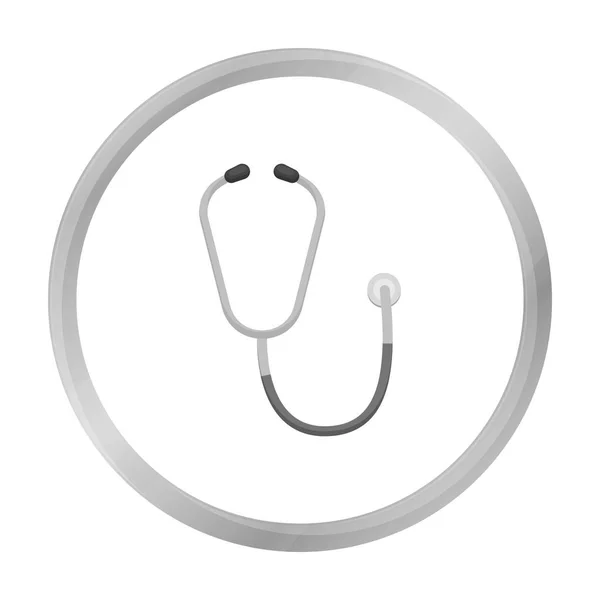 Het pictogram van de stethoscoop in zwart-wit stijl geïsoleerd op een witte achtergrond. Veterinaire kliniek symbool voorraad vectorillustratie. — Stockvector