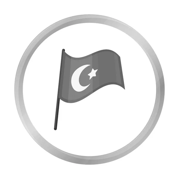 Vlag van Turkije pictogram in zwart-wit stijl geïsoleerd op een witte achtergrond. Turkije symbool voorraad vectorillustratie. — Stockvector